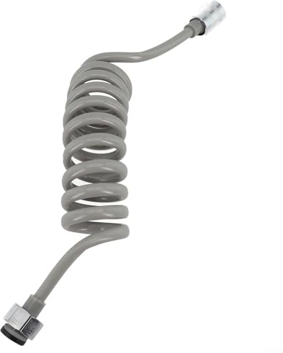 Duschschlauch, Feder-Design, 1,5 m oder 2 m, ausziehbar, Anti-Wicklung, Badezimmer-Zubehör für Duschköpfe, Bidetanschluss und WC-Sprüh-Winkelventil, elastisch, ohne Knoten, dehnbarer Schlauch (grau