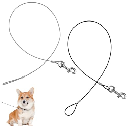 2 Stück Hundeleinen-Verlängerung, 67 cm Hausleine für Hundeleine | Bissfeste Hundeleine Verlängerungsseil, Kausicherfest Metall Kabel Leine für Kleine Mittelgroße Hunde
