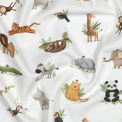 MAGAM-Stoffe Nils Jersey Baby Kinder Stoff OEKO-TEX Meterware 50cm (Dschungeltiere)