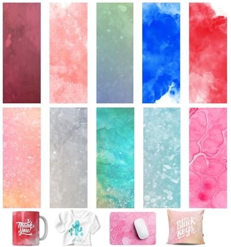 TriUnytion Infusible Transfer Ink Sheets, 10 Stück/Set Vorgefärbtes Sublimationspapier 11,5 x 30,5 cm Unschmelzbare Tintenblätter Transferpapier für T-Shirt, Tasse, Untersetzer (Aquarell)