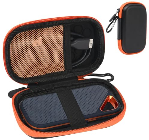 APXEL Hard Drive Case Compatible For Sandisk Extreme Pro/Sandisk Extreme Portable External SSD 128GB 500GB 1TB 2TB, Protective Cover Travel Storage Bag (Orange)