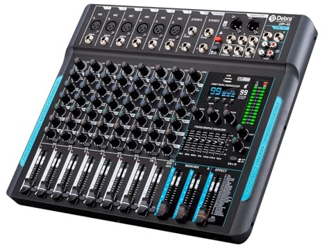 DJ-Mixer, DP-10 Mixer DJ-Controller 10-Kanal 99 DSP Reverb Aufnahmemixer mit Bluetooth 5.0 Professionelle Leistung