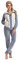 LEVERIE Tuta da Ginnastica Donna a due pezzi giacca e pantaloni in cotone,grigio/bianco, L