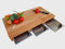 Schneidebrett mit 3x Auffangschale Auffangwanne Auffangschublade KERNBUCHE 61,5 x 32,5 x 7cm Holzbrett Brett Käsebrett Edelstahlschale Grillschneidebrett GN-Schale