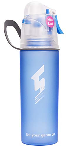 Qshare Bouteille d'eau de brouillard,Sport Gourde de pulvérisation pour l'hydratation et le refroidissement de sport en plein air avec la conception serrure de brume 550ml Gourde pour Camping Cyclisme