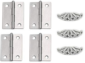 YOFASEN Bisagra para Puerta de Acero Inoxidable - Bisagra Plegable Bisagras Pequeñas Bisagras de Mueble Bisagra Gabinete Armario con Tornillos M3.5 * 16mm, Plateado, 1 pulgada(25 * 24 * 08mm) - 4pcs