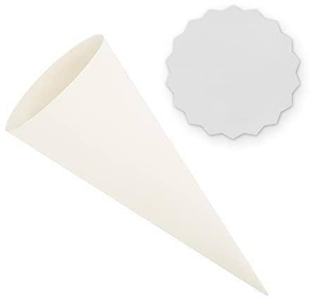 itenga Set Bastelschultüte rund 70 cm inkl. Namensschild in Stern Form - Schultüte Zuckertüte Rohling Personalisieren Name Schulkind (Weiß)