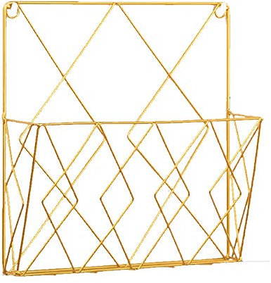 Esoes Wandregal, Zeitschriftensammler, Bücherregal, Zeitschriftenhalter Wandhalterung Zeitungshalter Wandkorb Eisenregal für Büro Wohnzimmer - Gold