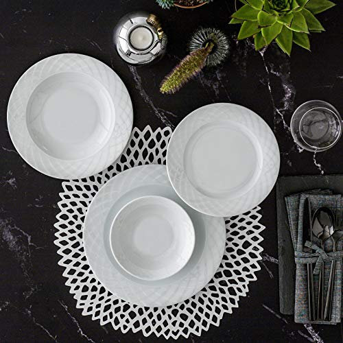 Vajilla Güral Porselen Alfa - 24 Piezas para 6 Personas – Vajilla Completa de Porcelana Blanca