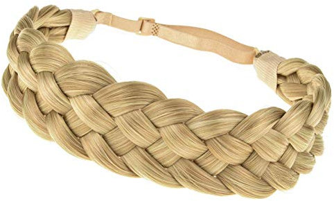 TOECWEGR Haarband Geflochten 5 Stränge Braids Haargummi Klassisches klobiges Elastisches synthetisches Stirnband Damen Beauty Accessoires (FünfstranggeflechtB09)