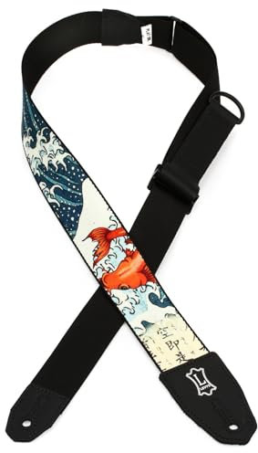 Levy's Leathers MPRH-16 Gitarrengurt mit Koi-Fisch- und Wellen-Motiv, rechts, Höhe 5,1 cm