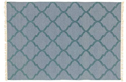 RUG PRINCE Kelim 270x170 Handgewebt Teppich 170x270 Blau Einfarbig Handarbeit Orient Zimmer