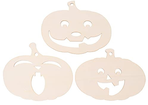 Toyvian 3 Stücke Holzscheiben Kürbis Dekoration Große Baumscheiben zum Basteln Bemalen Naturholzscheiben Holz Türschild Kinder Bastelset DIY Rustikaler Scheiben Herbst Deko Halloween Wanddeko