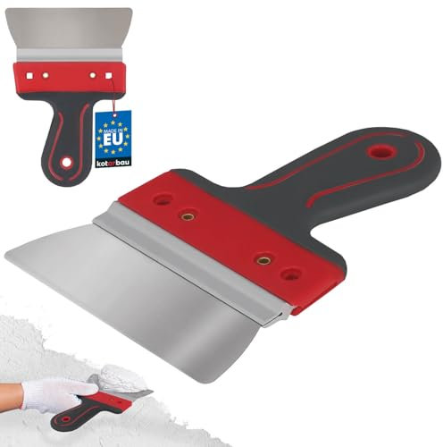KOTARBAU® Espátula de acero inoxidable 150 mm, Espátula para aplicar y retirar yeso, masilla, Espátula ancha, Espátula para fachadas con soporte de aluminio y mango suave, Espátula de superficie
