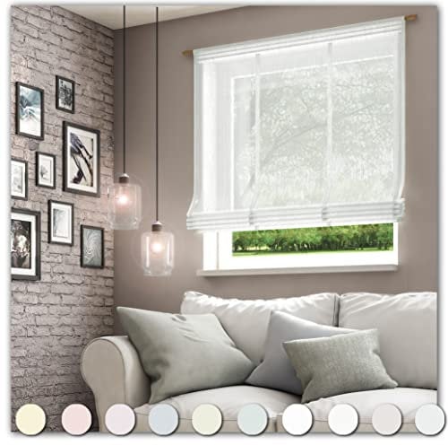 Neutex for you! Libre ECO Raffrollo mit Stangendurchzug, Vorhang, Gardine, Halbtransparent, 140 x 140 cm (H/B), 482304, Made in Europe, Oeko-Tex Standard 100, wollweiß