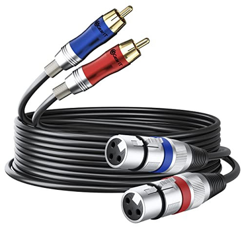 GearIT Dual 2 XLR Female to Dual 2 RCA Male Cable (10ft) 2-XLR to 2-RCA Female to Male Plug for Home Theater Mixers Amplifiers Hi-Fi Systems Microphone, 10 Feet