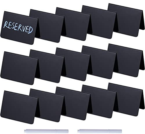 15 Mini Kreidetafel Set,Mini Kreidetafeln Tischplatte Schilder zum Beschriften für Buffet Preisschilder Mini Tafeln Kunststoff für Hochzeit Party Gastronomie Namensschilder (V)
