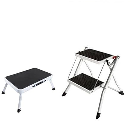Mini Trittleiter 1 Stufe Klappbar, Stabil Stahl Klapp Hocker Faltbar Klappleiter Anti-Rutsch Haushaltstritt, Belastbar bis 150 kg