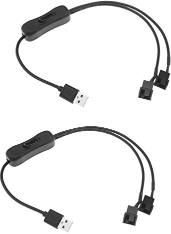 2 Stücke USB-zu-3-Pin/4-Pin-Lüfter-Netzadapterkabel USB-zu-Dual-3-Pin/4-Pin-5-V-USB-Lüfter-Netzadapterkabel mit EIN-/Aus-Schalter 40cm
