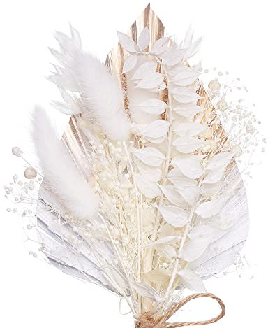 The Baked Studio - Dried Flowers For Cakes Decoration And Crafts With A Gold & White Ombre Palm Spear (Gold & White)
