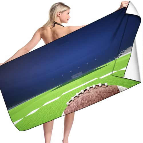DOTERO Strandtuch fußball Jungen-Rugby duschtuch 70x150cm-american Football Grafik für sportthemen-mikrofaser Badetuch Strand (1,90x180cm)