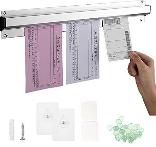 MaxAwe Bonhalter, 90 cm Catering Bonschiene Notizleiste Klemmleiste, Aluminiumlegierung Bonleiste Gastronomie Selbstklebend mit Schrauben und Klebebefestigung (35,4 zoll)
