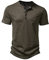 Men's Casual Grandad Collar Henley T Shirt Muscle Fit Summer Smart Short Sleeve 4 Buttons Tee Slim Fitted Collarless Polo T-Shirts Tops-Army Green-L