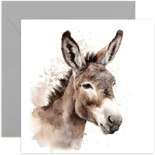 Old English Co. Grußkarte zum Geburtstag mit Aquarell-Esel-Motiv – niedliche Geburtstagskarte für Mama, Oma, Sie – Wildtier-Kunstkarte zum Denken an Sie, Dankeschön, einfach so, Innenumschlag blanko