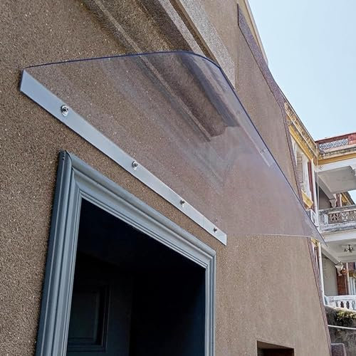TZYYAO Transparentes Türvordach 40x40cm,50x60cm,Außen Stille Vordach,Unsichtbare Gebogene Fenster Tür Vordach,Uv Geschützt Polycarbonat Vordach Abdeckung,Für Terrasse Hause,Clear-50x190cm/20x75in