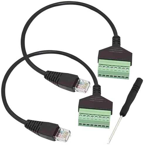 Nizirioo 2 cavi RJ45 a 8 pin, con cacciavite, connettore RJ45 a 8 pin, connettore Ethernet per CCTV DVR Cat6 Cat5 (30 cm)