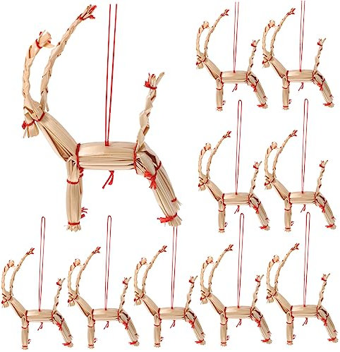 Amosfun 10St Weihnachtsschmuck aus Stroh Kinder weihnachtsdeko Christbaum anhänger weihnachtliche Strohdekoration Weihnachtsbaumschmuck Weihnachtsdekorationen Wohnkultur Weihnachtsbedarf
