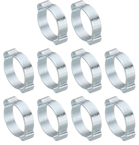 PATIKIL 30 Pièces 23-27mm Collier de Serrage Double Oreille O Clips, Acier Inoxydable Anneaux à Sertir en Acier Galvanisé Connexions de Tuyaux Piscine Jardin Tube Eau Gaz, Ton Argenté