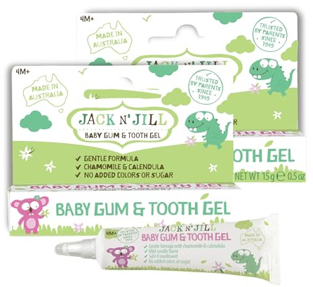 Jack N' Jill Baby Gum & Tooth Oral Gel for Teething Babies - Gentle Teething Essentials with Natural Chamomile & Calendula, No Added Sugars, Suitable for 4 Months & Up - 0.5 oz (15g), 2 Pack