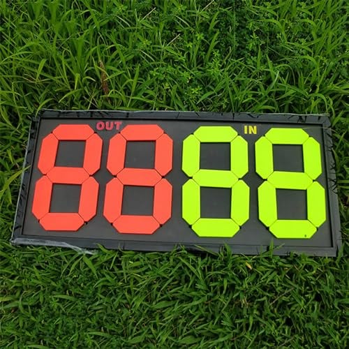 Fußball-Ersatzkarte, Ziffern-Fußball-Ersatztafel, Schiedsrichter-Anzeigetafel, wasserdichtes Design, fluoreszierend, Punktzahl 0-99, ideal für Heimwettbewerbe