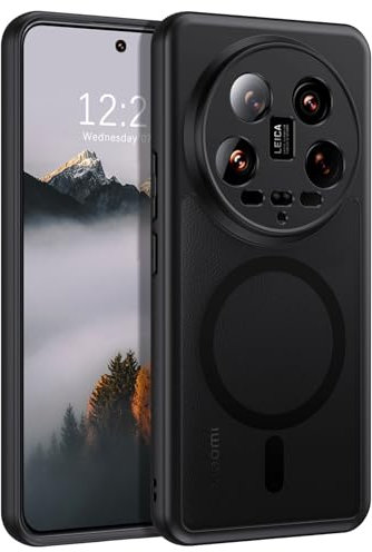 DUEDUE Für Xiaomi 14 Ultra Hülle Mag-Safe, Handyhülle Mit Stoßfestem Schutz, Kratzfester Matter Rückseite, Soft Silikon TPU, Magnetische Schwarze Hülle Für 5G 6.73 Modell