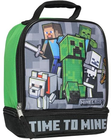Minecraft Time to Mine - Lonchera térmica de doble compartimento