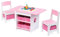 Relquorax Kindertisch mit 2 Stühlen Kindersitzgruppe mit Stauraum Spieltisch Kinder multifunktionaler Aktivitätstisch für Kinder Kindersitzgruppe innen Kinder Tisch Stuhl Set (Pink)