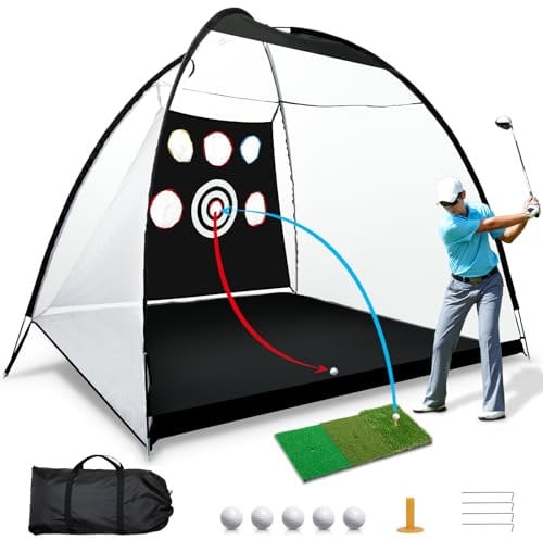TOTOSIN Golf Net, 10x7ft Automatic Ball Return System, Black