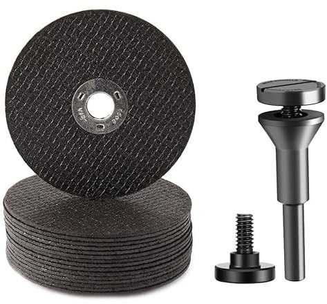 15Pcs 3 inch Cut Off Wheels with 1/4 in Mounting Mandrel Kit for Die Grinder, Metal Cutting Discs for Rotary Tool Drill Attachment Cutter Die Grinder Accessories