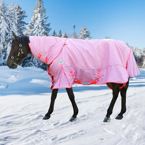 Winterdecke für Pferde, Rosa, verstellbare Riemen, Rosa, 183 cm