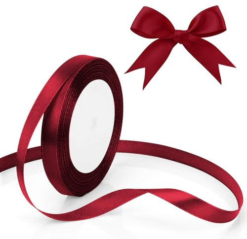 Geschenkband Breit 1cm Schleifenband Rot Satinband Weinrot Geschenkband Rot Geburtstagsstoffband Dekoband Haare Schleifenband Geburtstag,Hochzeit,Weihnachten Geschenkbänder Weihnachtsgeschenkband
