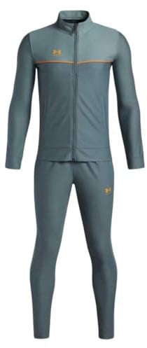 Under Armour Jungen Challenger Tracksuit, atmungsaktiver Jogginganzug aus Strickstoff, komfortabler Trainingsanzug mit Taschen für Jungen,Jasper Blue / / Squad Orange,YSM