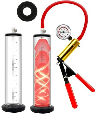 Penispumpe Manuelle Penis Pumpe mit Metallgriffen Penies Pump mit Druckmesser Penispumpen mit Zifferblättern zur Transparenten Visualisierung Sex Spielzeug Schwanzvergrößerung Männer (51mm)