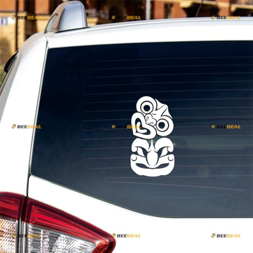 Hei-tiki Maori Tiki Neuseeland Aufkleber Decal Vinyl - 2er Pack Weiß 10,2cm - Für Auto Boot Laptop Becher Kein Hintergrund Konturschnitt 0214a5