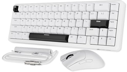 MAMBASNAKE x ATTACK SHARK Wired Gaming Tastatur und Maus Combo, X65HE Gaming Keyboard and Mouse Set White, 59g Superlight PAW3311 Wireless Mäuse, Mini 65% Rapid Trigger Magnetic Tastatur, QWERTY -Weiß