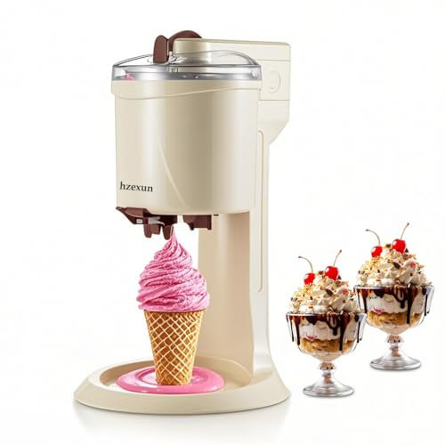 hzexun Sorbetière Turbine à Glace,150 W Machine à Glace Electrique,Pré-congélation,1L Machines à Glace et Sorbetière pour Crème Glacée et Yaourt Glacé (Beige)