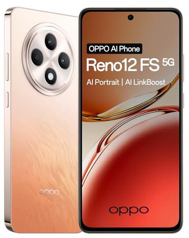 OPPO Reno 12FS 5G Smartphone, 12+512GB AI Telefono Movil, Pantalla OLED 120Hz de 6.67, Cámara de 50MP, MTK 6300, 5000mAh Batería 45W SUPERVOOC, NFC, IP64, Dual SIM, Android 14, Naranja