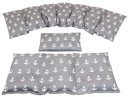 Körnerkissen 3 er Set Langes 67 x 18 cm 7 Kammer + 3 Kammer + kleines Kirschkernkissen Wärmekissen XXL Schulterkissen Nackenkissen Mikrowelle + Backofen (Grau, Kirschkerne)