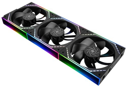 Thermalright TL-M12QR X3 CPU Fan 120 mm Case Cooler, PWM Connector, Quiet Computer Cooling with S-FDB Bearing, PC Fan with ARGB Mirror Light Effect, Low Noise, Black (TL-M12QR X3)