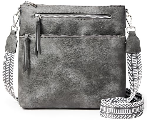 KALIDI Veganes Leder Handtasche Damen Groß Umhängetasche Damen Mittelgroß mit Verstellbarem Gurt Crossbody Bag für Schule Büro Arbeit Reisen Ausflug Einkauf